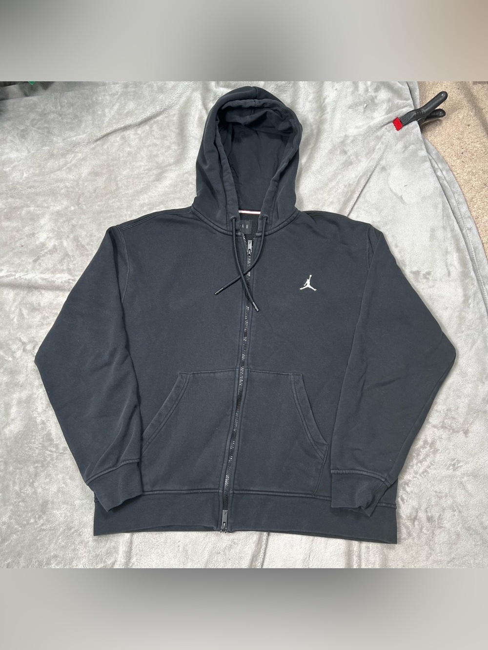 Jordan Brooklyn Full Zip Hoodie Mens L Black Fleece Jacket Boxy Logo FV7289 010